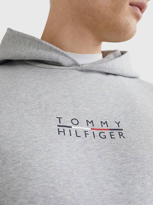 Tommy Hilfiger Logo Embroidery Hoodie Heren Grijs | TH196XTO