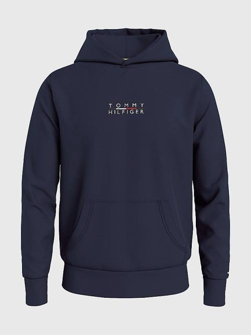 Tommy Hilfiger Logo Embroidery Hoodie Heren Blauw | TH234VQM