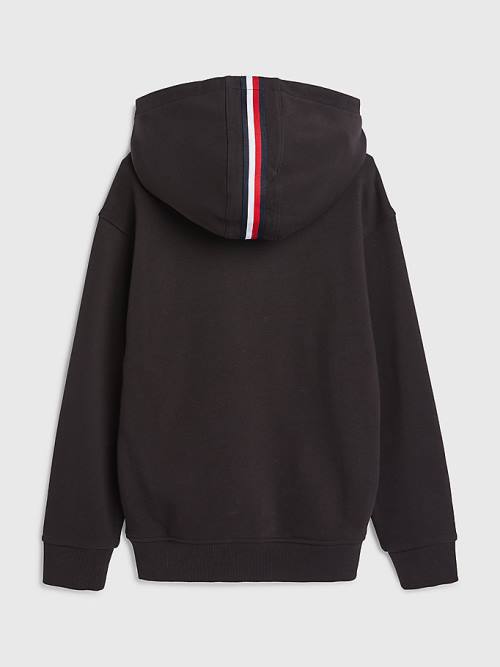 Tommy Hilfiger Logo Embroidery Hoodie Meisjes Zwart | TH308SBV