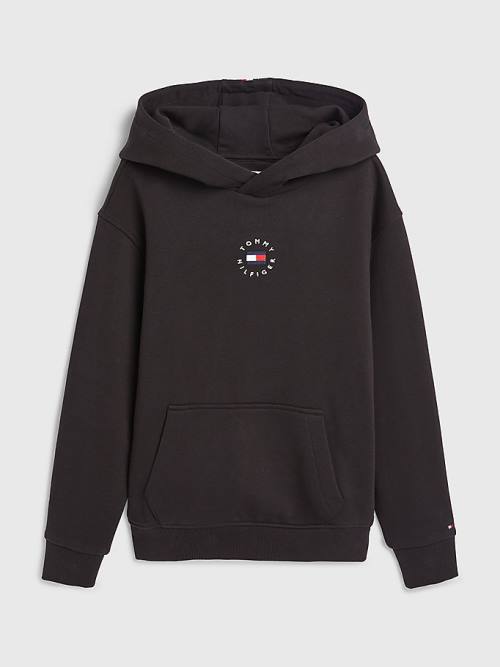 Tommy Hilfiger Logo Embroidery Hoodie Meisjes Zwart | TH308SBV