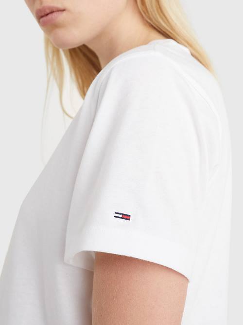 Tommy Hilfiger Logo Embroidery Organic Katoenen T-shirts Dames Wit | TH197RZI