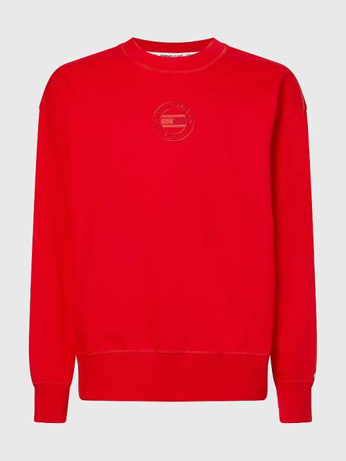 Tommy Hilfiger Logo Embroidery Organic Katoenen Sweatshirts Heren Rood | TH289FXO