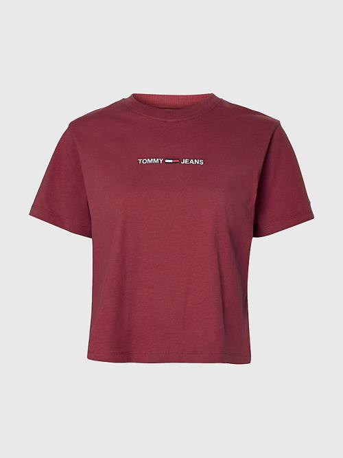 Tommy Hilfiger Logo Embroidery Organic Katoenen T-shirts Dames Rood | TH435NGW