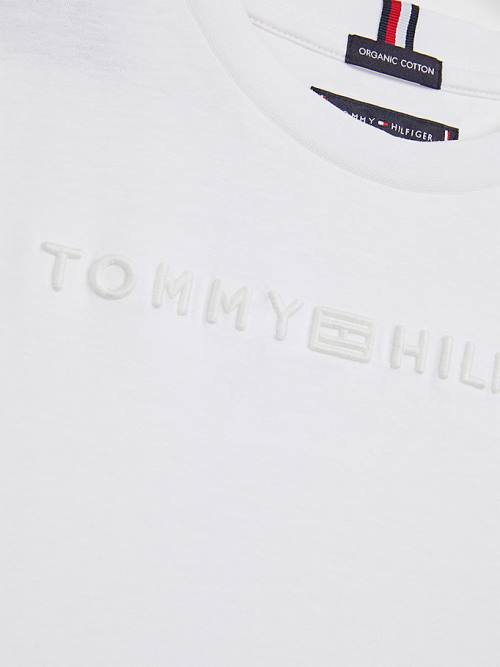 Tommy Hilfiger Logo Embroidery Organic Katoenen T-shirts Jongens Wit | TH825ZCE