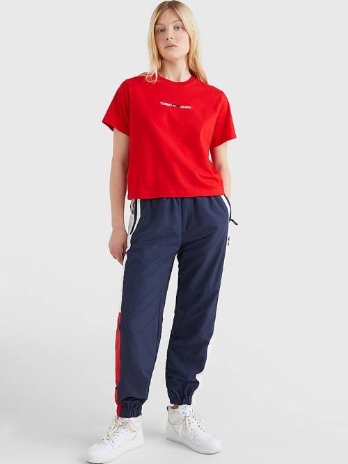 Tommy Hilfiger Logo Embroidery Organic Katoenen T-shirts Dames Rood | TH854SUN