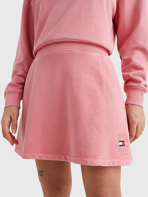 Tommy Hilfiger Logo Embroidery Sweat Rokken Dames Roze | TH783BTM