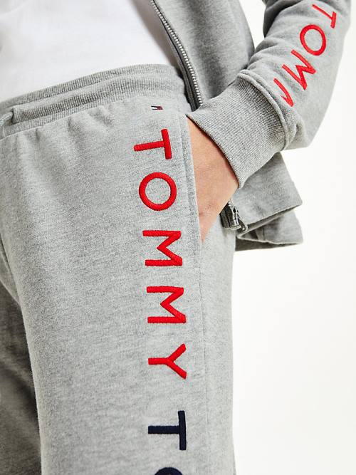 Tommy Hilfiger Logo Embroidery Tapered Joggers Broek Dames Grijs | TH903VGH