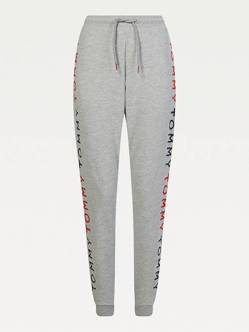 Tommy Hilfiger Logo Embroidery Tapered Joggers Broek Dames Grijs | TH903VGH