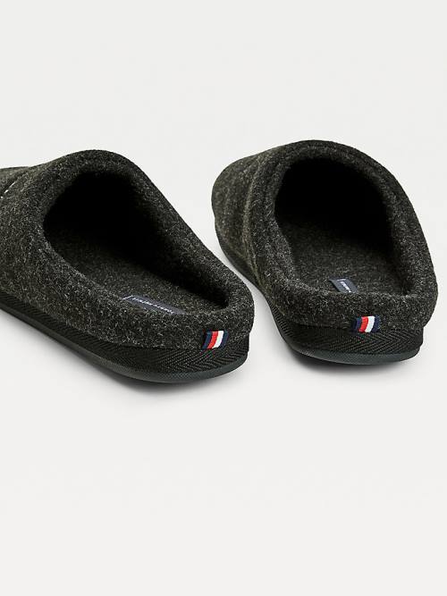 Tommy Hilfiger Logo Felt Home Slippers Heren Zwart | TH239RAH