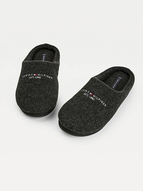 Tommy Hilfiger Logo Felt Home Slippers Heren Zwart | TH239RAH