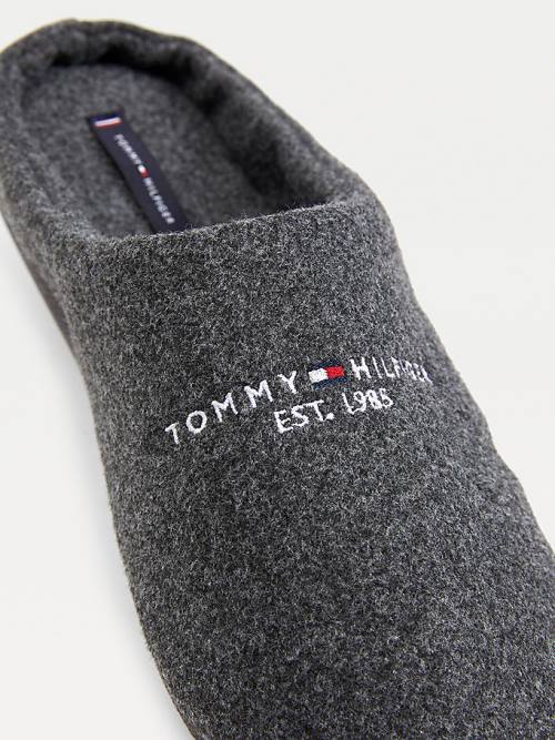 Tommy Hilfiger Logo Felt Home Slippers Heren Grijs | TH830FYA