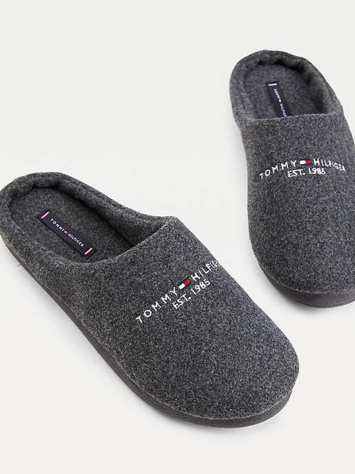 Tommy Hilfiger Logo Felt Home Slippers Heren Grijs | TH830FYA