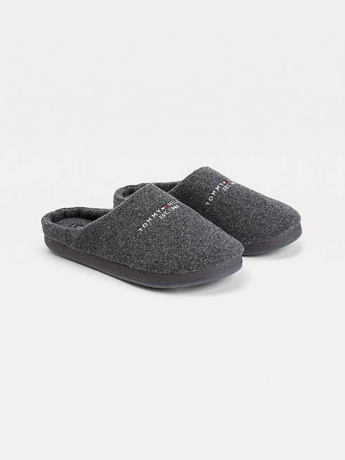 Tommy Hilfiger Logo Felt Home Slippers Heren Grijs | TH830FYA