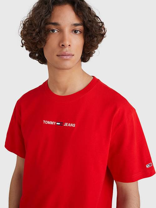 Tommy Hilfiger Logo Flag Patch T-shirts Heren Rood | TH142GVX