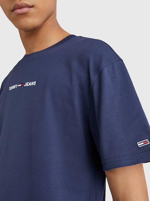 Tommy Hilfiger Logo Flag Patch T-shirts Heren Blauw | TH835WEP