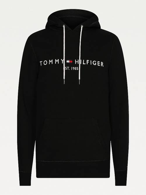 Tommy Hilfiger Logo Flex Fleece Hoodie Heren Zwart | TH059DXW