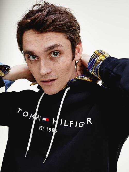 Tommy Hilfiger Logo Flex Fleece Hoodie Heren Zwart | TH059DXW