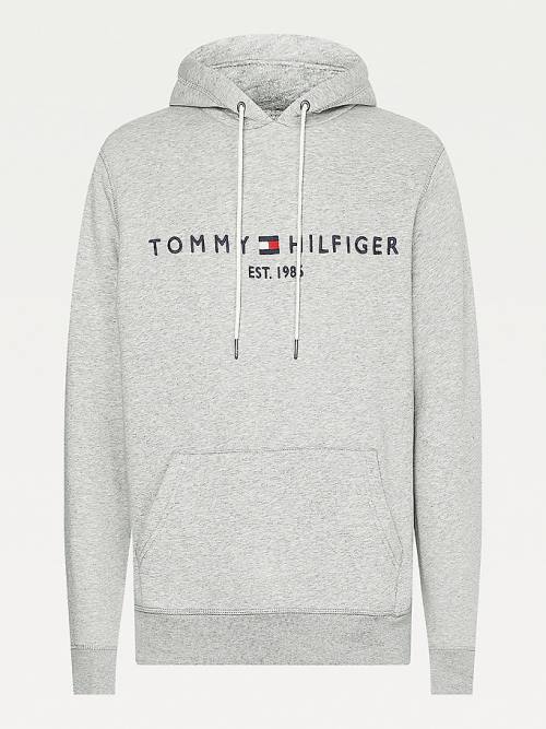 Tommy Hilfiger Logo Flex Fleece Hoodie Heren Grijs | TH358JPD