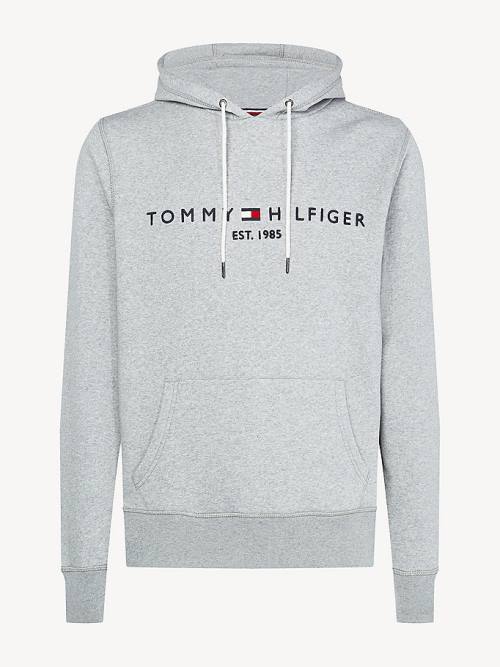 Tommy Hilfiger Logo Flex Fleece Hoodie Heren Grijs | TH358JPD