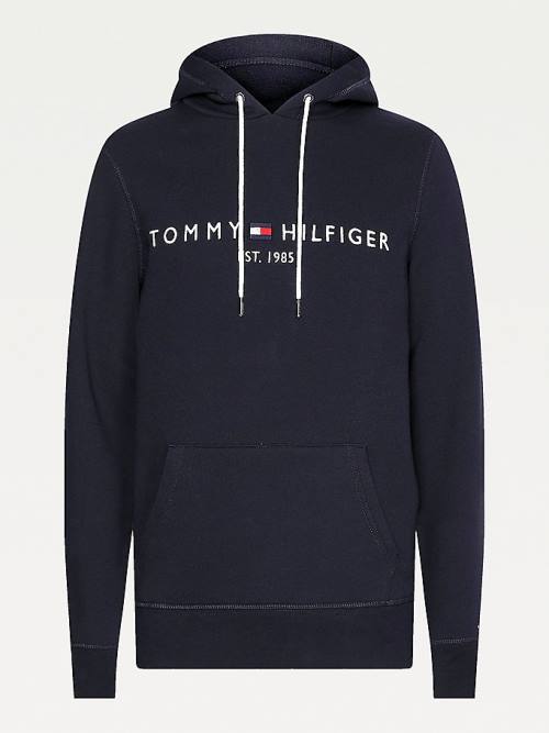 Tommy Hilfiger Logo Flex Fleece Hoodie Heren Blauw | TH987DKA