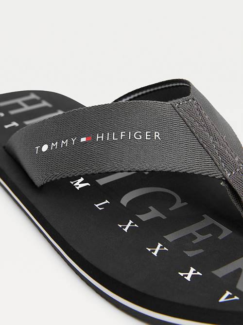 Tommy Hilfiger Logo Flip-Flops Sandalen Heren Zwart | TH527JXG