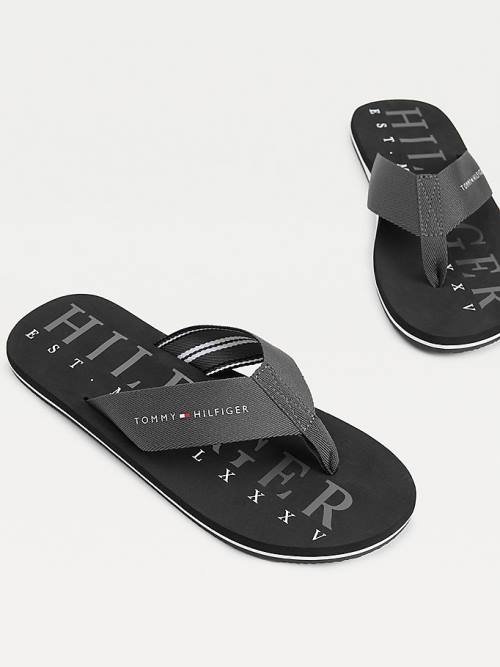 Tommy Hilfiger Logo Flip-Flops Sandalen Heren Zwart | TH527JXG