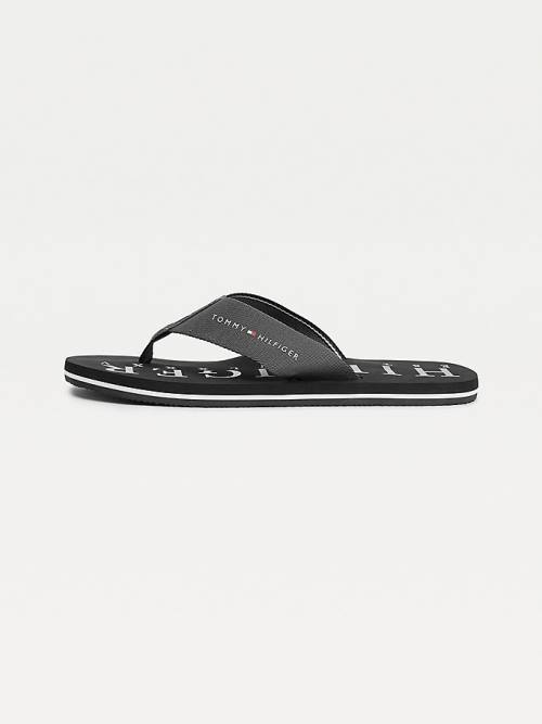 Tommy Hilfiger Logo Flip-Flops Sandalen Heren Zwart | TH527JXG