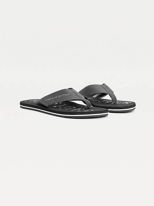 Tommy Hilfiger Logo Flip-Flops Sandalen Heren Zwart | TH527JXG