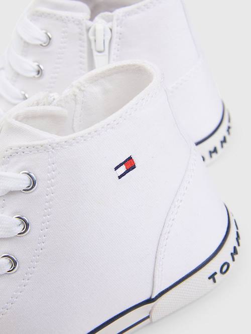 Tommy Hilfiger Logo High-Top Kanten-Up Sneakers Jongens Wit | TH270AMD