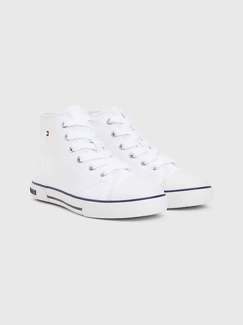 Tommy Hilfiger Logo High-Top Kanten-Up Sneakers Meisjes Wit | TH534EFA