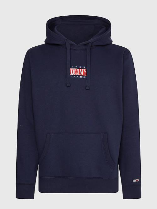 Tommy Hilfiger Logo Hoodie Heren Blauw | TH563QSI