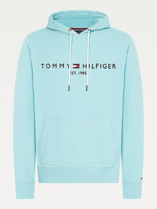 Tommy Hilfiger Logo Hoodie Heren Blauw | TH638TFQ