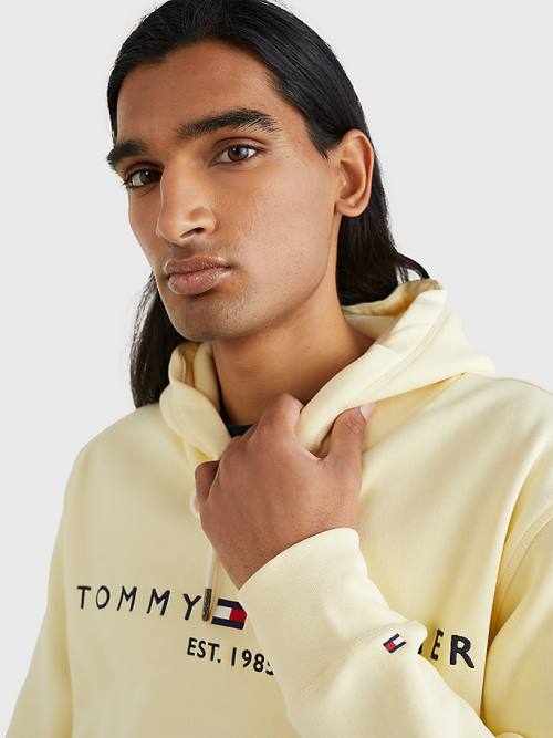 Tommy Hilfiger Logo Hoodie Heren Geel | TH768DXQ