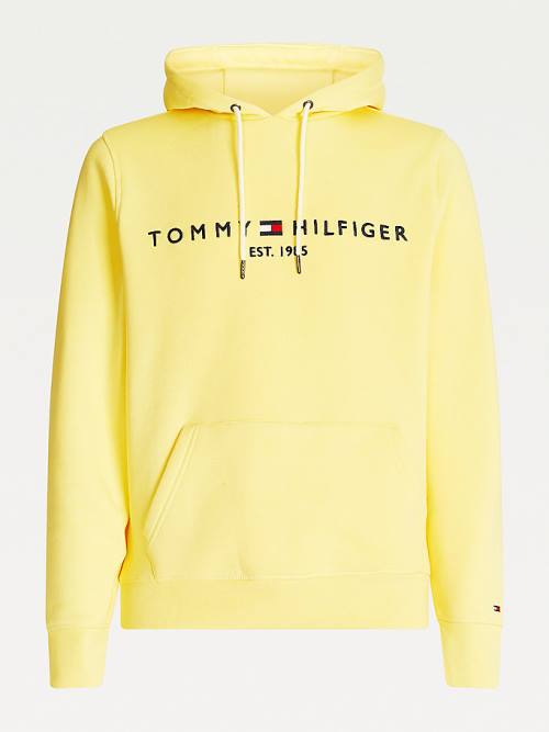 Tommy Hilfiger Logo Hoodie Heren Geel | TH910XGC