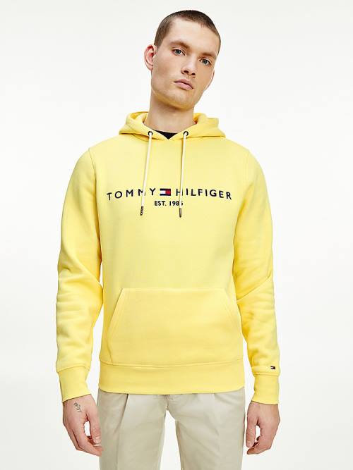 Tommy Hilfiger Logo Hoodie Heren Geel | TH910XGC