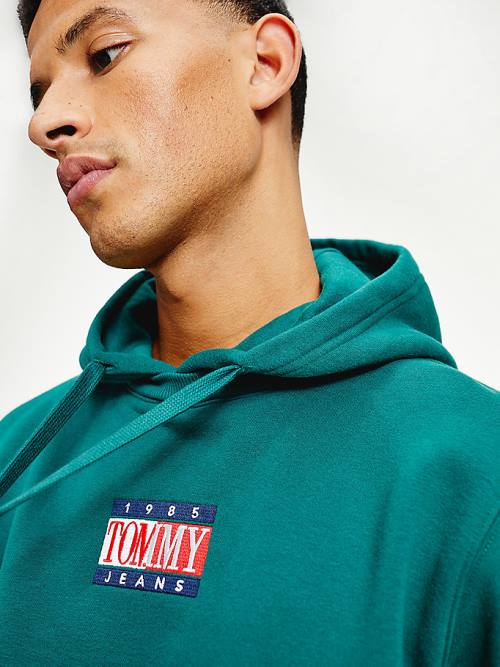 Tommy Hilfiger Logo Hoodie Heren Groen | TH978KBG