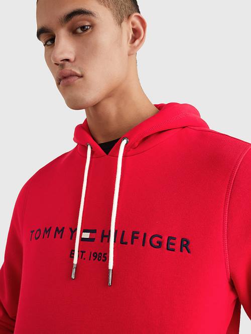 Tommy Hilfiger Logo Hoodie Heren Rood | TH506BWL