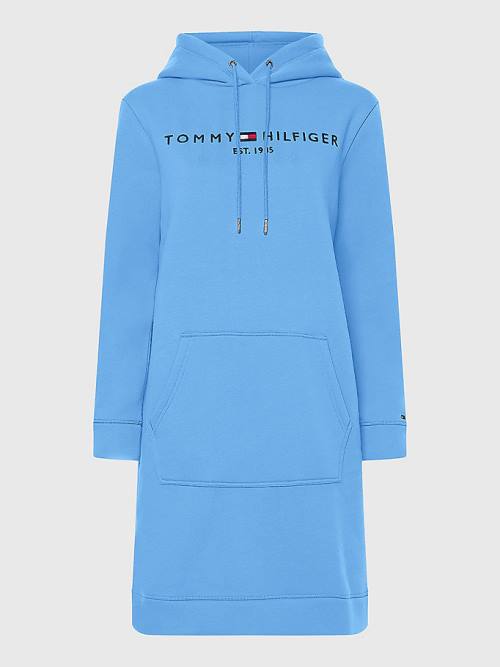 Tommy Hilfiger Logo Jurken Dames Blauw | TH521JTK