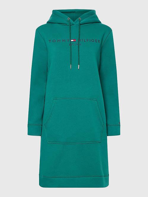 Tommy Hilfiger Logo Jurken Dames Groen | TH618KWS