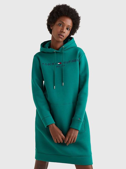 Tommy Hilfiger Logo Jurken Dames Groen | TH618KWS