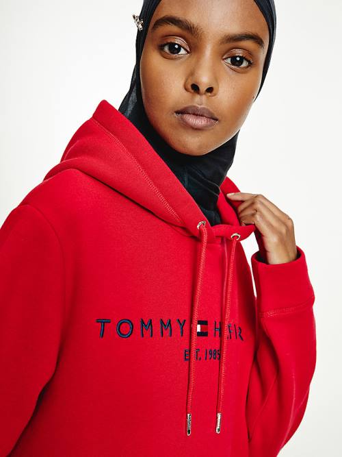 Tommy Hilfiger Logo Jurken Dames Rood | TH407IWP