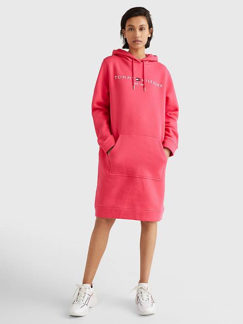 Tommy Hilfiger Logo Jurken Dames Roze | TH519VHI