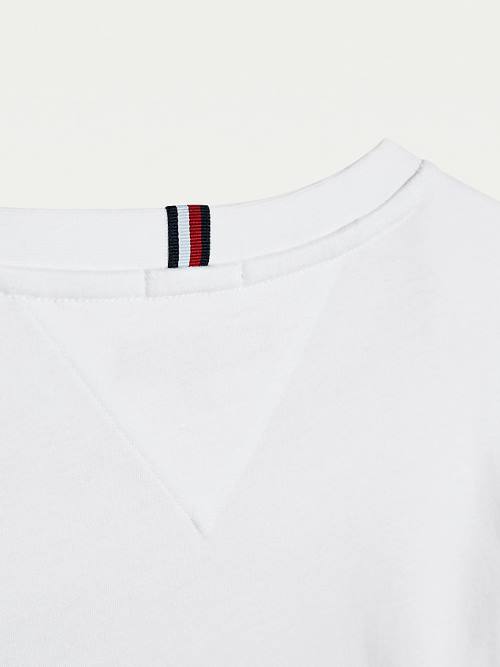 Tommy Hilfiger Logo Long Sleeve Organic Katoenen T-shirts Jongens Wit | TH945TEA