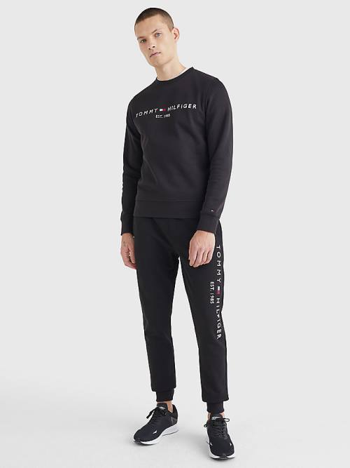 Tommy Hilfiger Logo Organic Katoenen Joggers Broek Heren Zwart | TH856ZSM