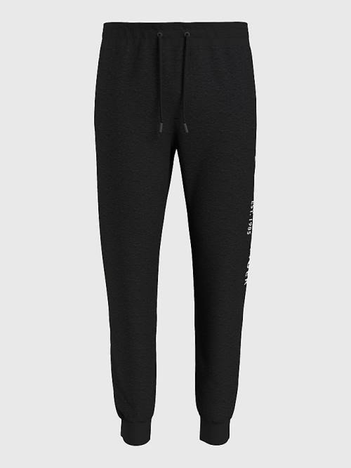 Tommy Hilfiger Logo Organic Katoenen Joggers Broek Heren Zwart | TH856ZSM