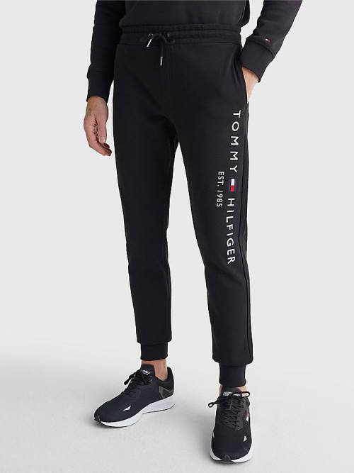 Tommy Hilfiger Logo Organic Katoenen Joggers Broek Heren Zwart | TH856ZSM