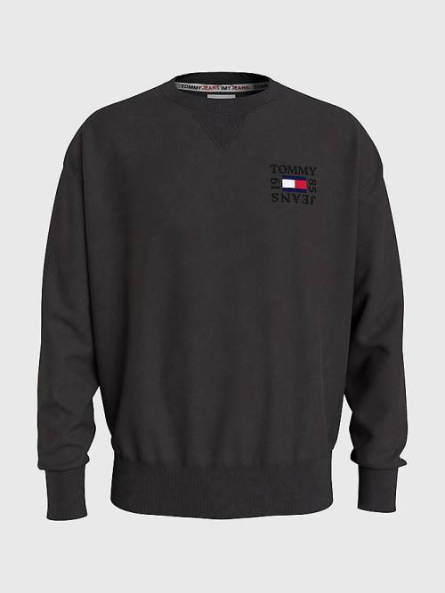 Tommy Hilfiger Logo Patch Fleece Sweatshirts Heren Zwart | TH152NFS