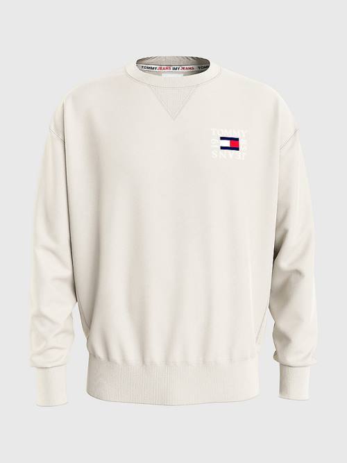 Tommy Hilfiger Logo Patch Fleece Sweatshirts Heren Beige | TH458RVX