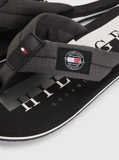 Tommy Hilfiger Logo Patch Flip-Flops Sandalen Heren Grijs | TH134FDU