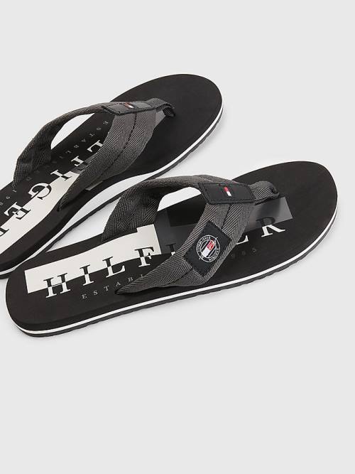 Tommy Hilfiger Logo Patch Flip-Flops Sandalen Heren Grijs | TH134FDU